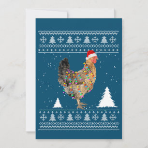 Chicken Lights with Santa Hat Christmas Pyjamas Invitation