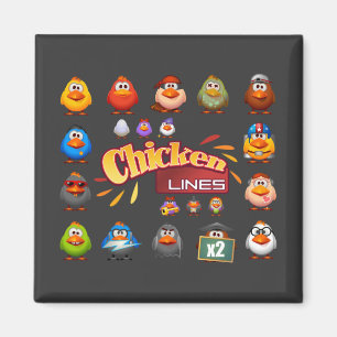 Chicken Lines Square Magnet