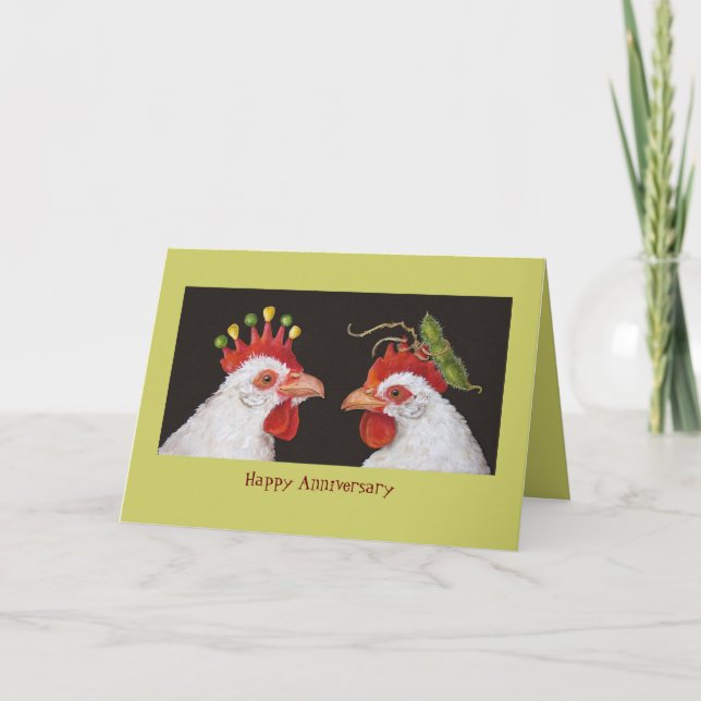 chicken love, Happy Anniversary Card (Front)