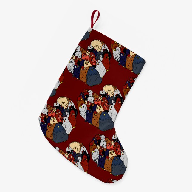 Chicken Love Small Christmas Stocking (Front (Hanging))