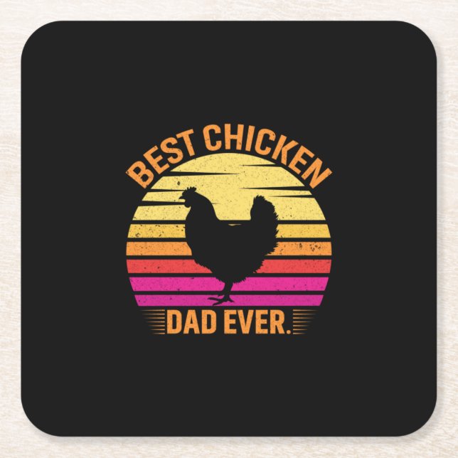 Chicken Lover | Best Chicken Dad Ever Square Paper Coaster (Front)