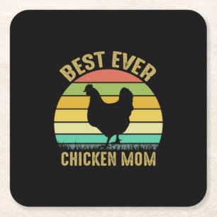 Chicken Lover Best Ever Chicken Mom Square Paper Coaster