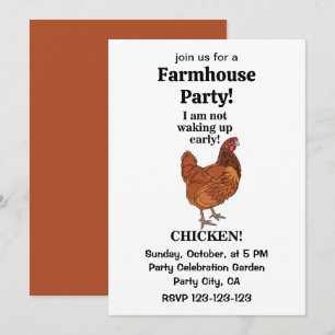 Chicken Lover Farmhouse Party Funny Invitation
