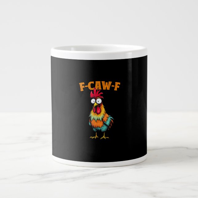 Chicken Lover Funny F-Caw-F Chicken Large Coffee Mug (Front)