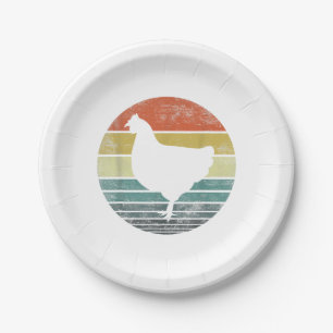 Chicken Lover Gifts Funny Farmer Retro Vintage Far Paper Plate