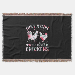 Chicken Lover Girl Who Loves Chickens Throw Blanket