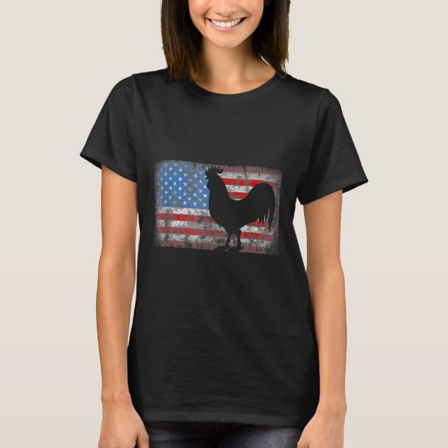 Chicken Lover Grunge American Flag Usa   T-Shirt (Front)