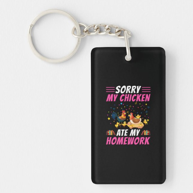 Chicken Lover | My Chicken Ate My Homework Keychain (Front)
