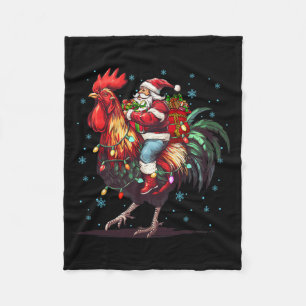 Chicken Lover Xmas Funny Santa Riding Chicken Chri Fleece Blanket