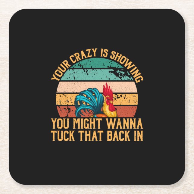 Chicken Lover | You Might Wanna Tuck Square Paper Coaster (Front)