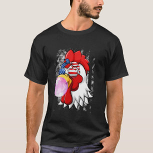 Chicken Lovers Farmers USA Flag 4th Of July Patrio T-Shirt