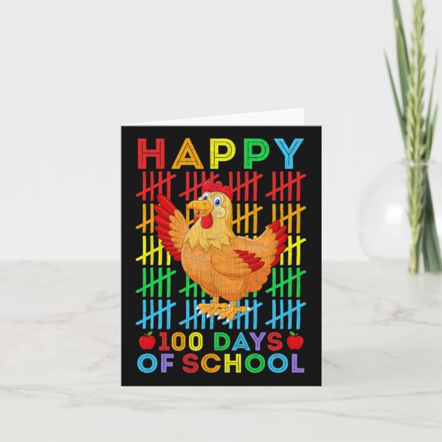 Chicken Lovers Teacher Student Happy 100 Days Of S Card (Front)