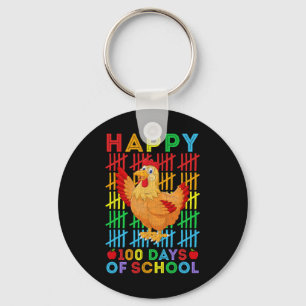 Chicken Lovers Teacher Student Happy 100 Days Of S Keychain