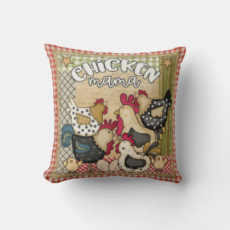 Chicken Mama Throw Pillow