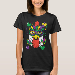 Chicken Mardi Gras Mask Farm Outfit Men Women Kid T-Shirt