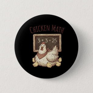 Chicken Math Funny Chalkboard Equation Hen Ckyard 2 Inch Round Button