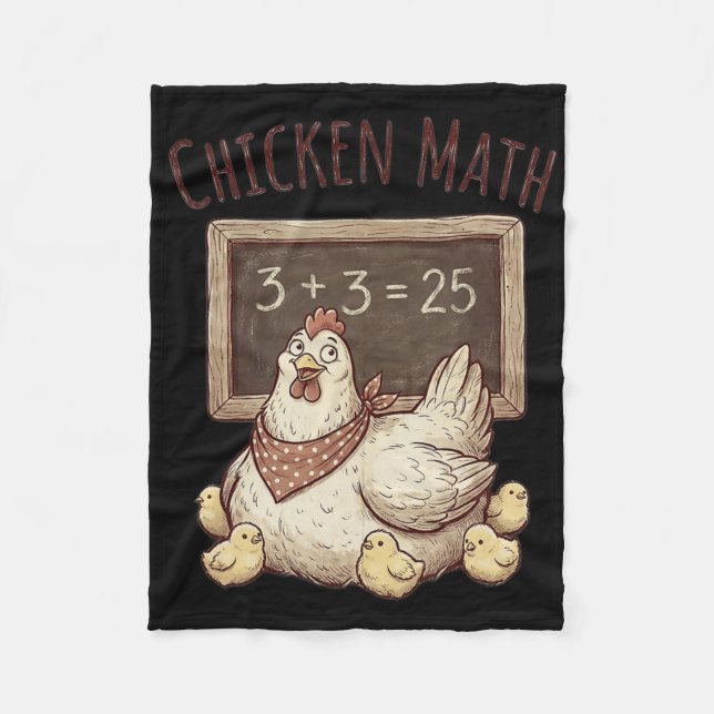 Chicken Math Funny Chalkboard Equation Hen Ckyard  Fleece Blanket (Front)
