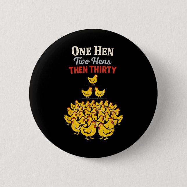 Chicken Math Too Many Chickens Ckyard Poultry Humo 2 Inch Round Button (Front)