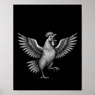 Chicken Meme Caw Funny Sayings Rooster Humor Quote Poster