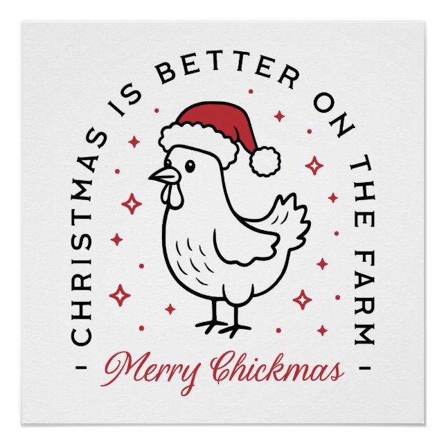 Chicken Merry Christmas country funny farm animal Poster (Front)