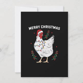 Chicken Merry Christmas Funny Santa Hat Chicken Li Invitation