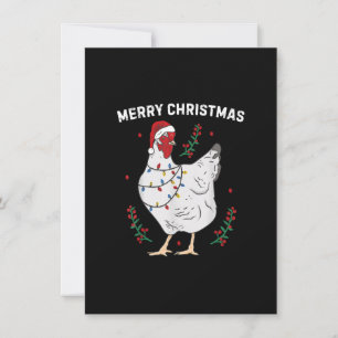 Chicken Merry Christmas Funny Santa Hat Chicken Li Invitation