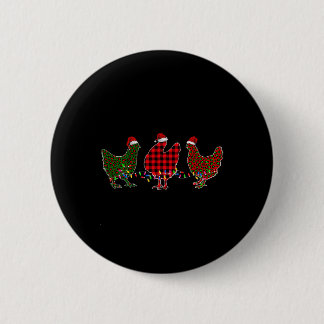 Chicken Merry Christmas Red Green Leopard Plaid Xm 2 Inch Round Button