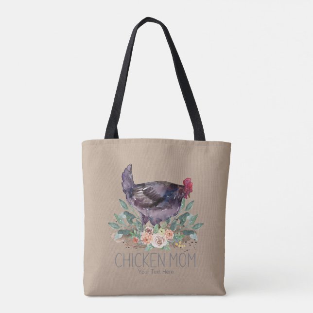 Chicken Mom Organic Farming Gardening Permaculture Tote Bag (Back)