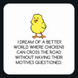 CHICKEN MOTIVES SQUARE STICKER<br><div class="desc">cool, comic, cute, vintage sports, couple, love, funny, science, retro</div>