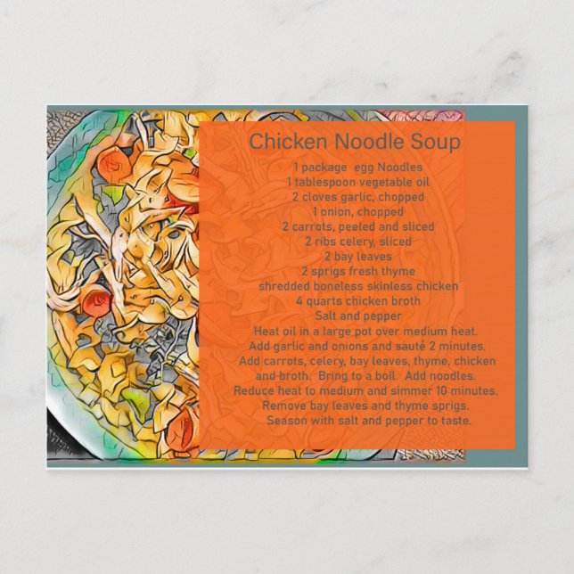 chicken noodle soup recipe postcard gift (Front)