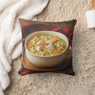 Chicken Noodle Soup Throw Pillow