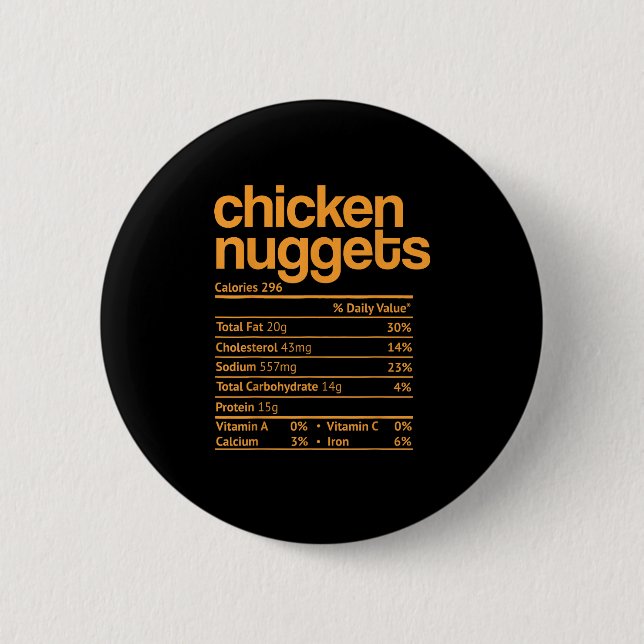 Chicken Nuggets Nutrition Facts Funny Thanksgiving 2 Inch Round Button (Front)