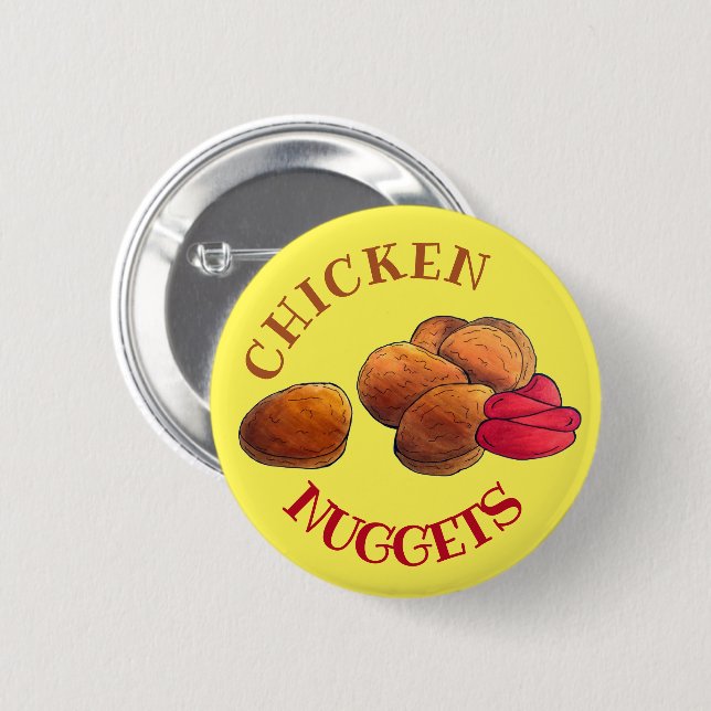 Chicken Nuggets with Ketchup Junk Food Foodie 2 Inch Round Button (Front & Back)