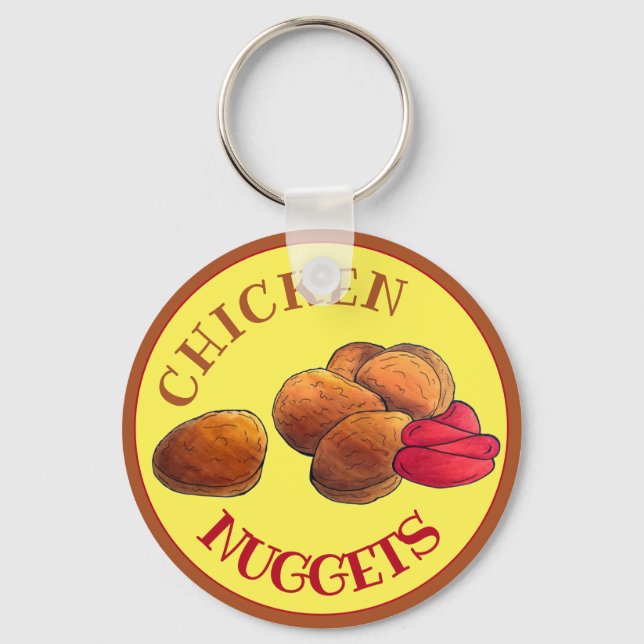 Chicken Nuggets with Ketchup Junk Food Foodie Keychain (Front)