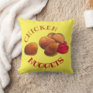 Chicken Nuggets with Ketchup Junk Food Foodie Throw Pillow