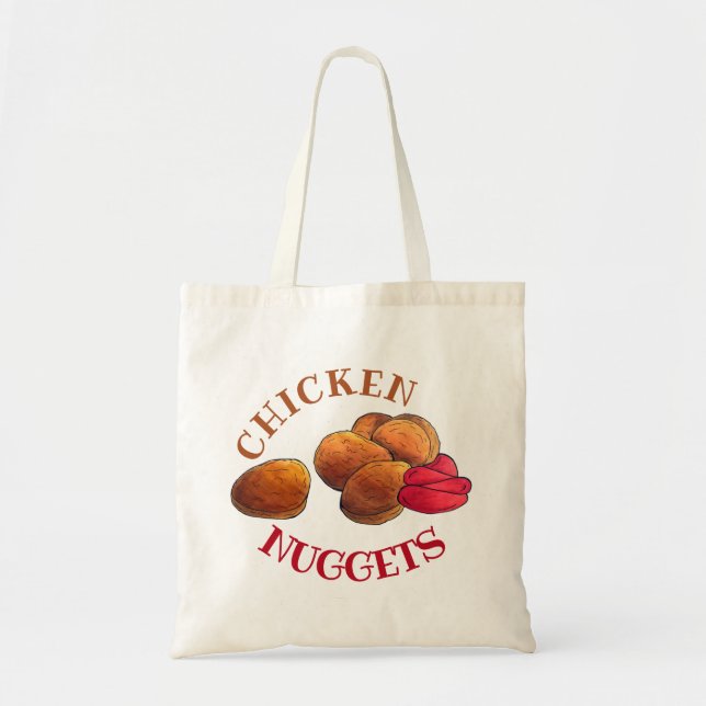Chicken Nuggets with Ketchup Junk Food Foodie Tote Bag (Front)
