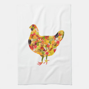 Chicken of fruits, vegetables. Add your own text ! Kitchen Towel