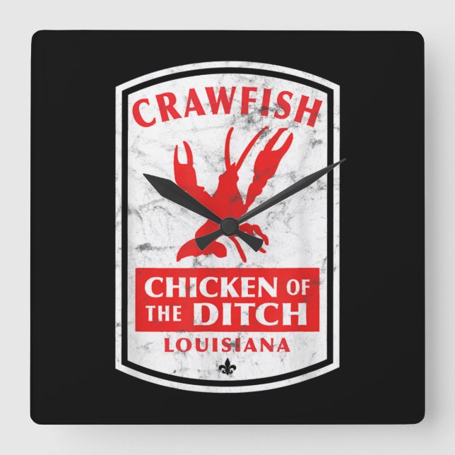 Chicken Of The Ditch Cajun Crawfish Boil Square Wall Clock (Front)
