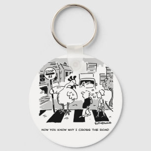 Chicken on a School Crossing Patrol. Funny Keychain