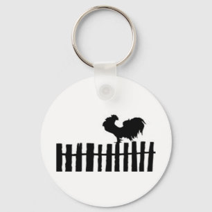 Chicken on Fence Keychain