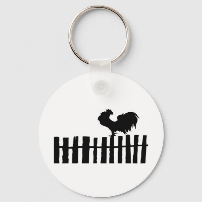 Chicken on Fence Keychain (Front)