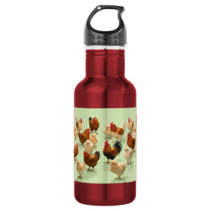 Chicken on light green background 532 ml water bottle
