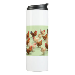 Chicken on light green background thermal tumbler