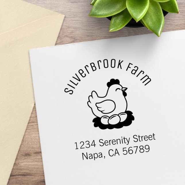 Chicken on Nest with Eggs Farm Arch Address Rubber Stamp (Creator Uploaded)