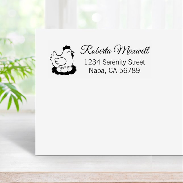 Chicken on Nest with Eggs Return Address Rubber Stamp (Creator Uploaded)