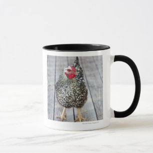 Chicken on wood deck, Silver Laced Wyandotte Mug