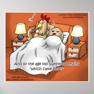 Chicken Or Egg Came 1st? Funny Art Posters