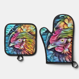 CHICKEN OVEN MITT & POT HOLDER SET