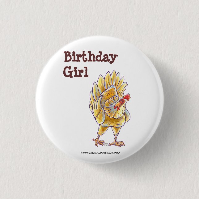 Chicken Party Centre 1 Inch Round Button (Front)