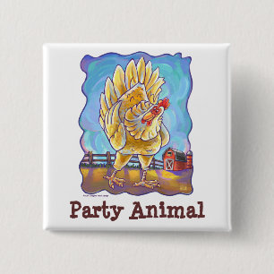 Chicken Party Centre 2 Inch Square Button